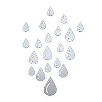 Дзеркальний декор акриловий самоклеючий Краплі срібло,20шт (D) SW-00002492
