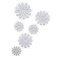 Дзеркальний декор акриловий самоклеючий Квіти срібло, 6шт (D) SW-00002519