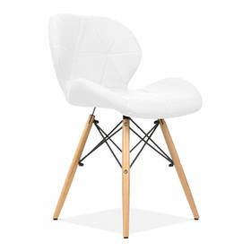 Стілець Стар з мякий сидінням, білий шкірзамінник, ніжки бук