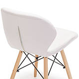 Стілець Стар з мякий сидінням, білий шкірзамінник, ніжки бук, фото 2