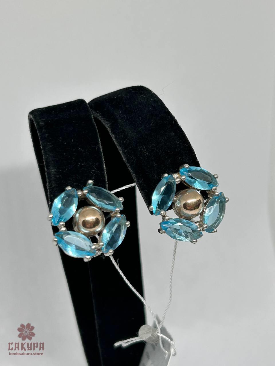 Срібні Сережки зі вставкою цирконій, фото 1