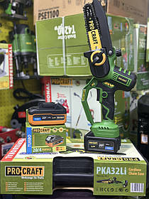 Пила ланцюгова Procraft PKA32Li акумуляторна міні пила (2 АКБ 20 В, 4 А·год) (2 шини + 2 ланцюги)