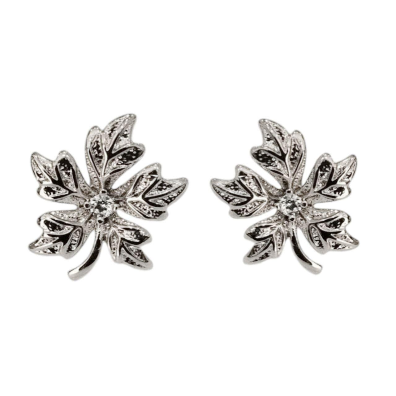 Сережки-гвоздики "Виноградний лист", родій (371177), фото 1