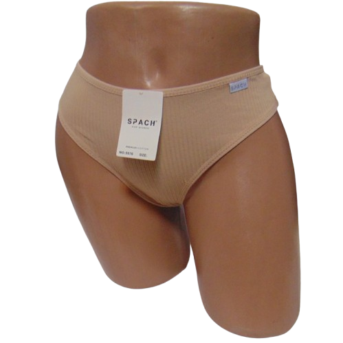 Трусики стрінги бавовна рубчик Spach 5976 L-XL бежеві