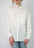 Біла сорочка з льону довгий рукав, фото 2