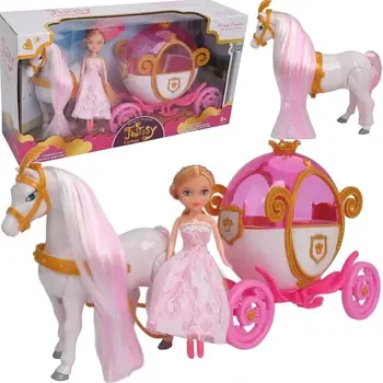 Карета з лялькою (висота 15 см, поні, звуки, поні ходить, на батарейках, у коробці) 121 A