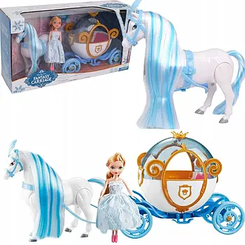 Карета з лялькою (висота 15 см, карета, звуки, поні ходить, рухомі елементи, на батарейках) 118 A