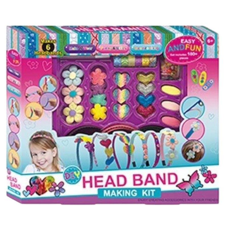 Набір для створення обручів (обруч, прикраси, блискітки, клей, скотч, у коробці) 7005