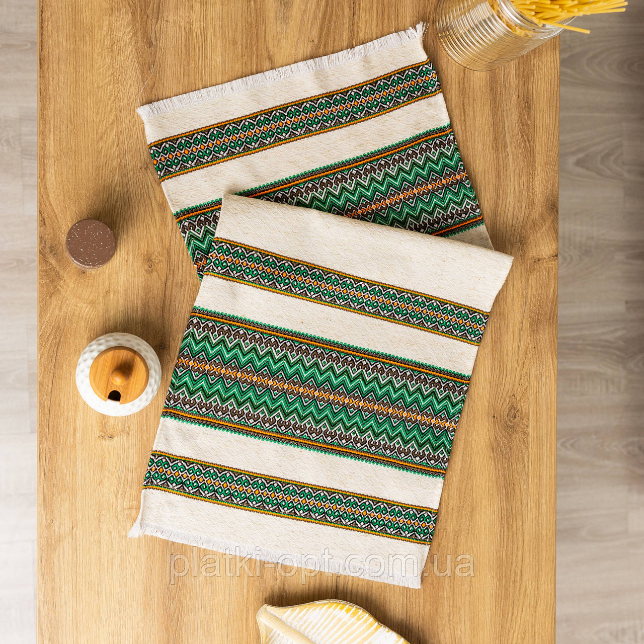 Рушник лляний вишитий з українським орнаментом 75х35см (рнд1-21-35), фото 1