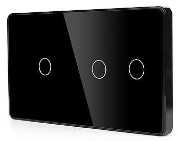 Подвійний вимикач з WiFi + BLE 1DAL | (1+2 сенсора) Чорний Скло, З нулем (G157D-SW1G2G.WF.BL)