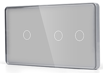 Подвійний вимикач з WiFi + BLE 1DAL | (1+2 сенсора) Сірий Скло, З нулем (G157D-SW1G2G.WF.GR)