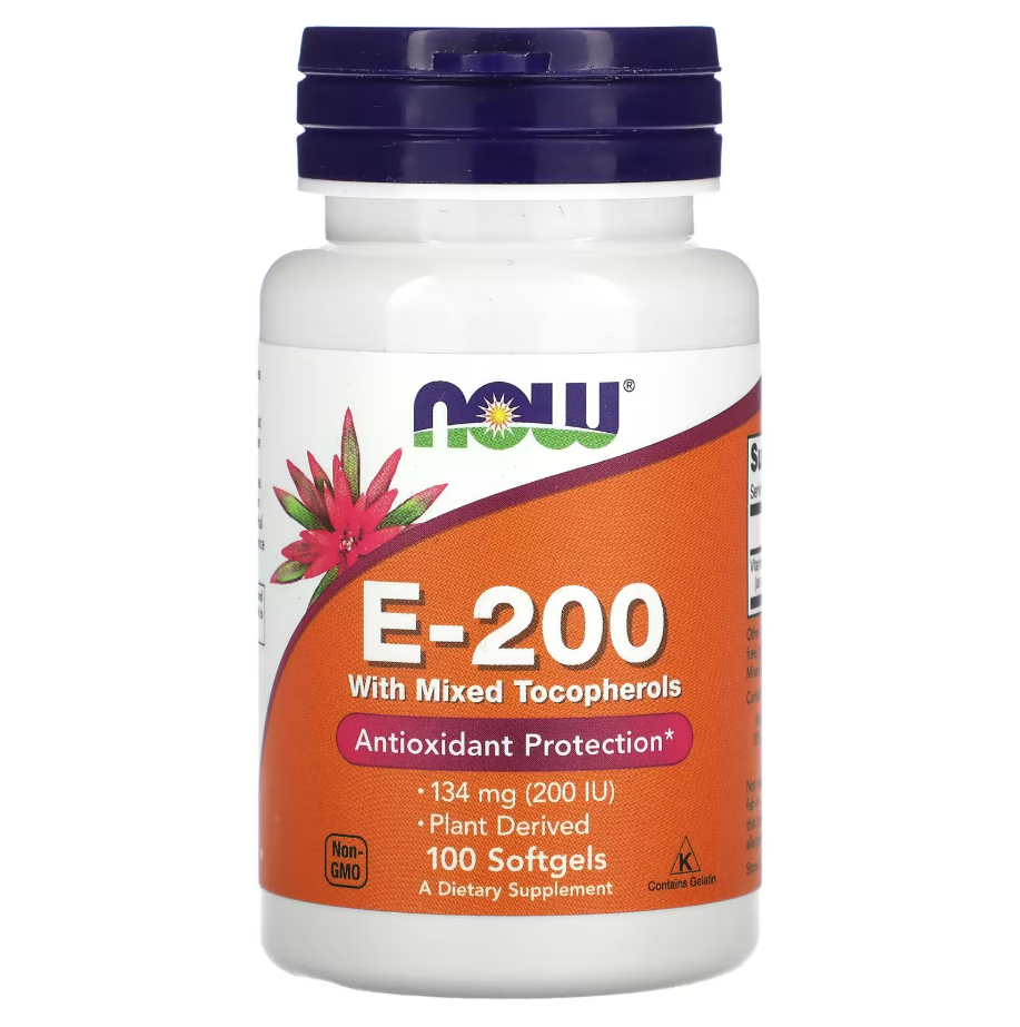 E-200 134 мг with Mixed Tocopherols Now Foods 100 капсул