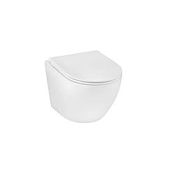 Унітаз підвісний безобідковий Kroner Harz WHI493736 RIMLESS з сидінням Slim Duroplast / Soft-close / Quick