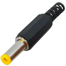 Штекер живлення DC, 5.5/2.5мм (жовтий), довжина 14 мм, корпус пластик