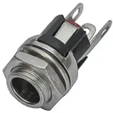 Гніздо живлення TCOM, 5.5/2.1 мм, монтажне з гайкою, метал-пластик 1уп-50 шт.