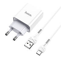 МЗП Hoco C81A Asombroso 2.1A (1USB-A) + кабель USB to Type-C Білий