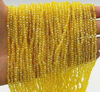 Бусины рондель / 2.5х3мм / Кількість: 165-175 шт / Прозрачный / с АБ / Желтый №97