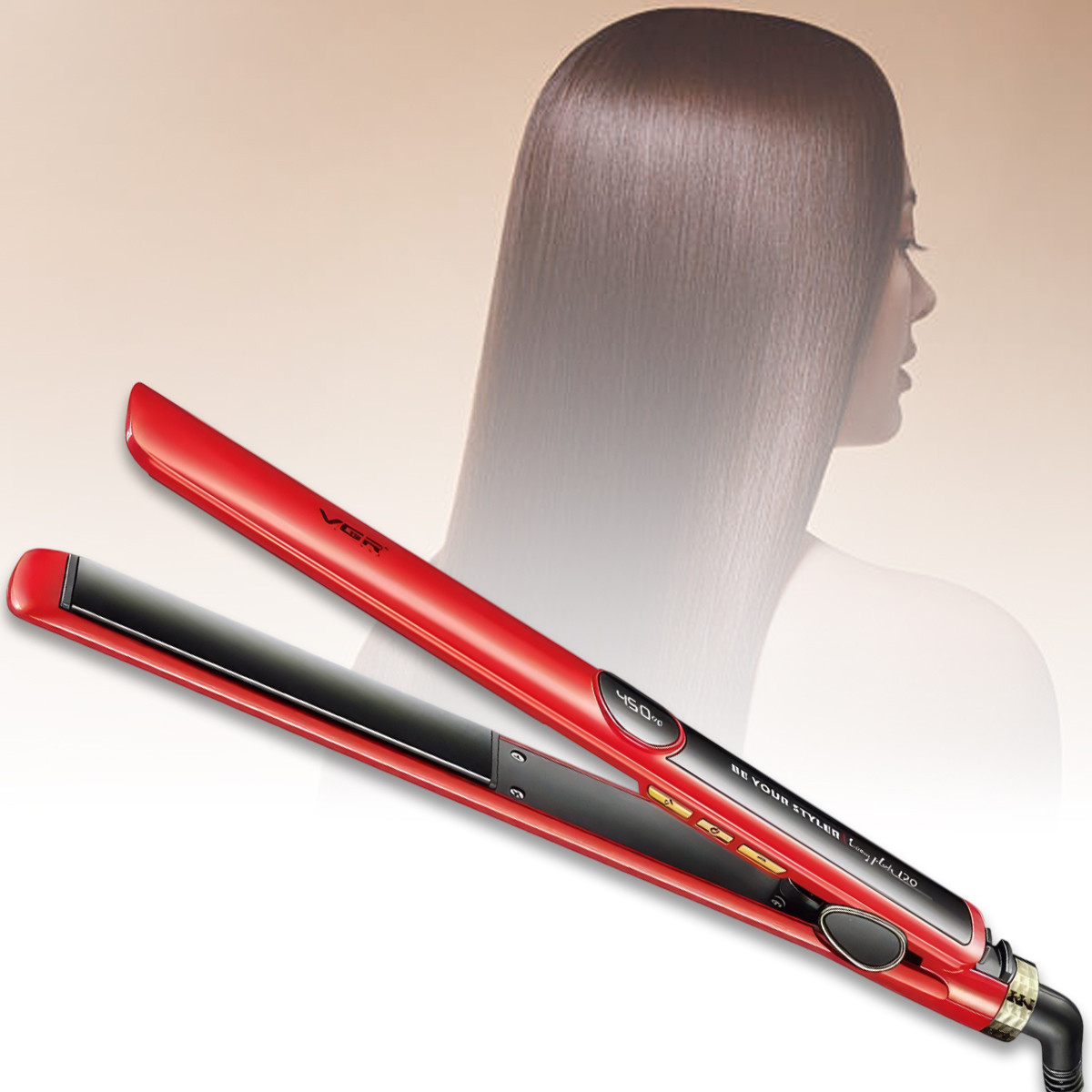 Прасочка-випрямляч для волосся з керамічним покриттям та дисплеєм VGR V-518, фото 1