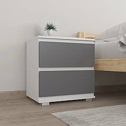 Маленька тумбочка на 2 ящики без ручок Міні тумба з Ламінованого ДСП в спальню Прикроватні тумбочки 50 см