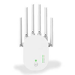 Підсилювач WI-FI сигналу, 300мбіт, від мережі, 6 антен / Ретранслятор вайфая / Підсилювач вай фай / Ретранслятор