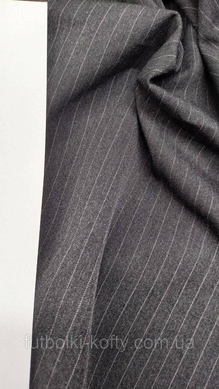 Тканина Габардин смужка, колір Чорний, щільність 345 грам (шматок), фото 1