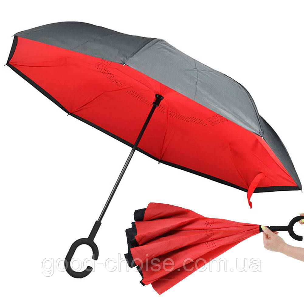 Жіноча парасолька навпаки 120см, Up-Brella / Парасолька від дощу / Парасолька зворотного складання / Складна парасолька антивітер, фото 1