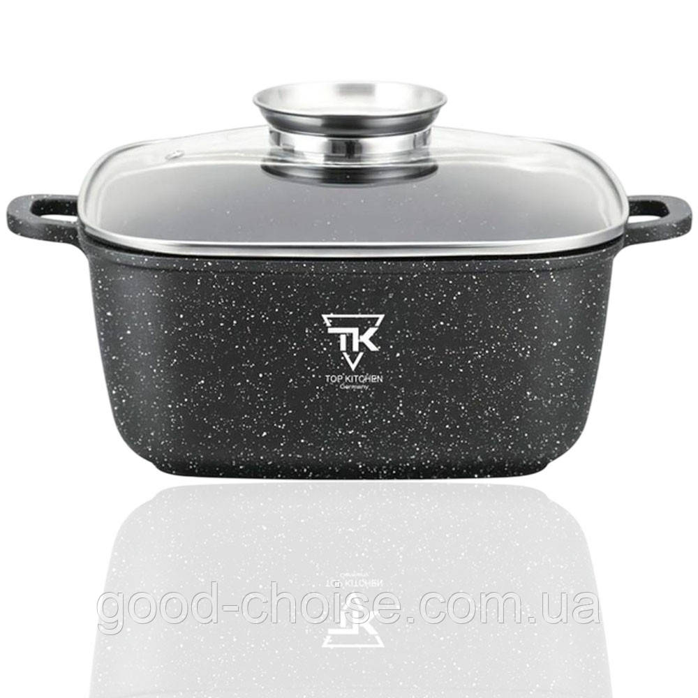Каструля з кришкою 28см (6,7л) мармурове покриття TК00056 / Каструля з антипригарним покриттям / Каструля-казан