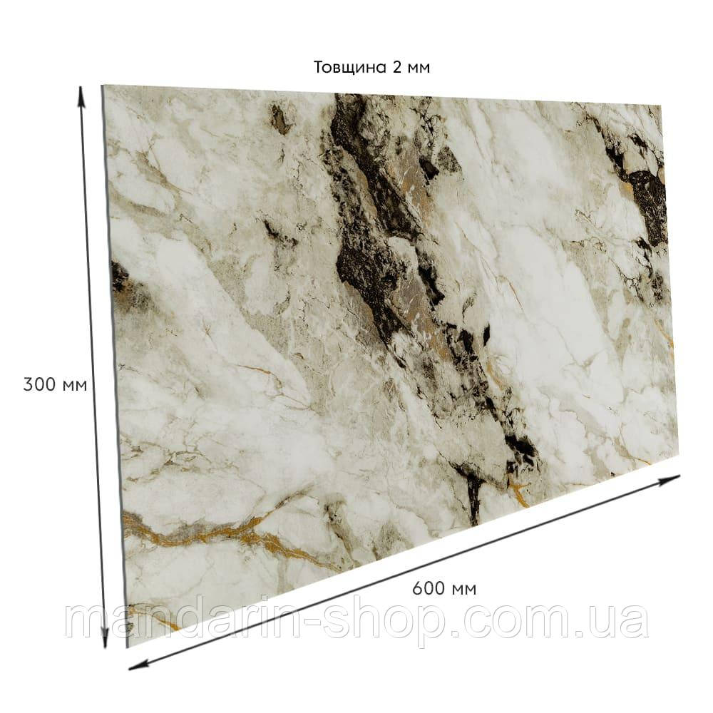 Стінова самоклеюча РЕТ плитка Біла з бежевим 600*300*2 mm, фото 1