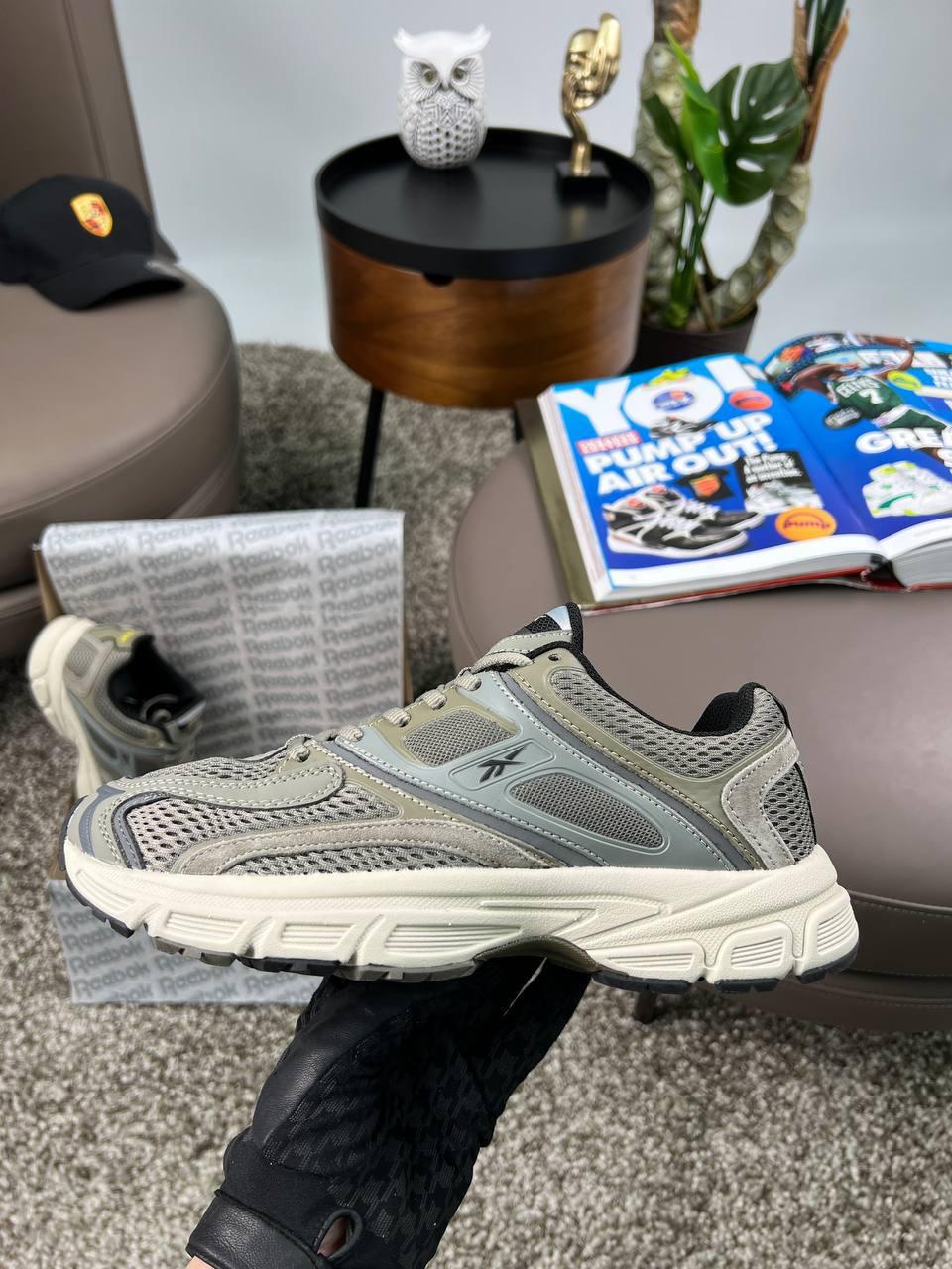 Чоловічі кросівки шкіряні текстиль Reebok Premier Trinity KFS Khaki, кеди чоловічі Рибок хакі. Чоловіче взуття
