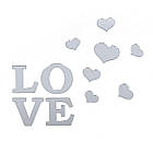 Дзеркальний декор акриловий самоклеючий Love срібло,11шт (D) SW-00002495