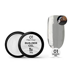 Гель для нарощування Mett Expert Builder gel Fiber clear №01 Прозорий зі скловолокном 30 г