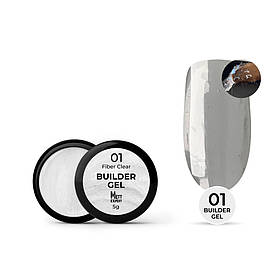 Гель для нарощування Mett Expert Builder gel Fiber clear №01 Прозорий зі скловолокном 5 г