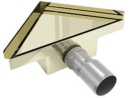 Трап для душу MEXEN FLAT 20x20 GOLD золотий кутовий *
