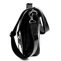 Сумка-портфель на плече з ручкою TARWA ZA-6008-3md чорна гладка шкіра, фото 5