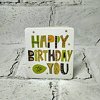 Листівка міні подарункова Happy birthday з блискітками 7,1х8,2 см 5504-31