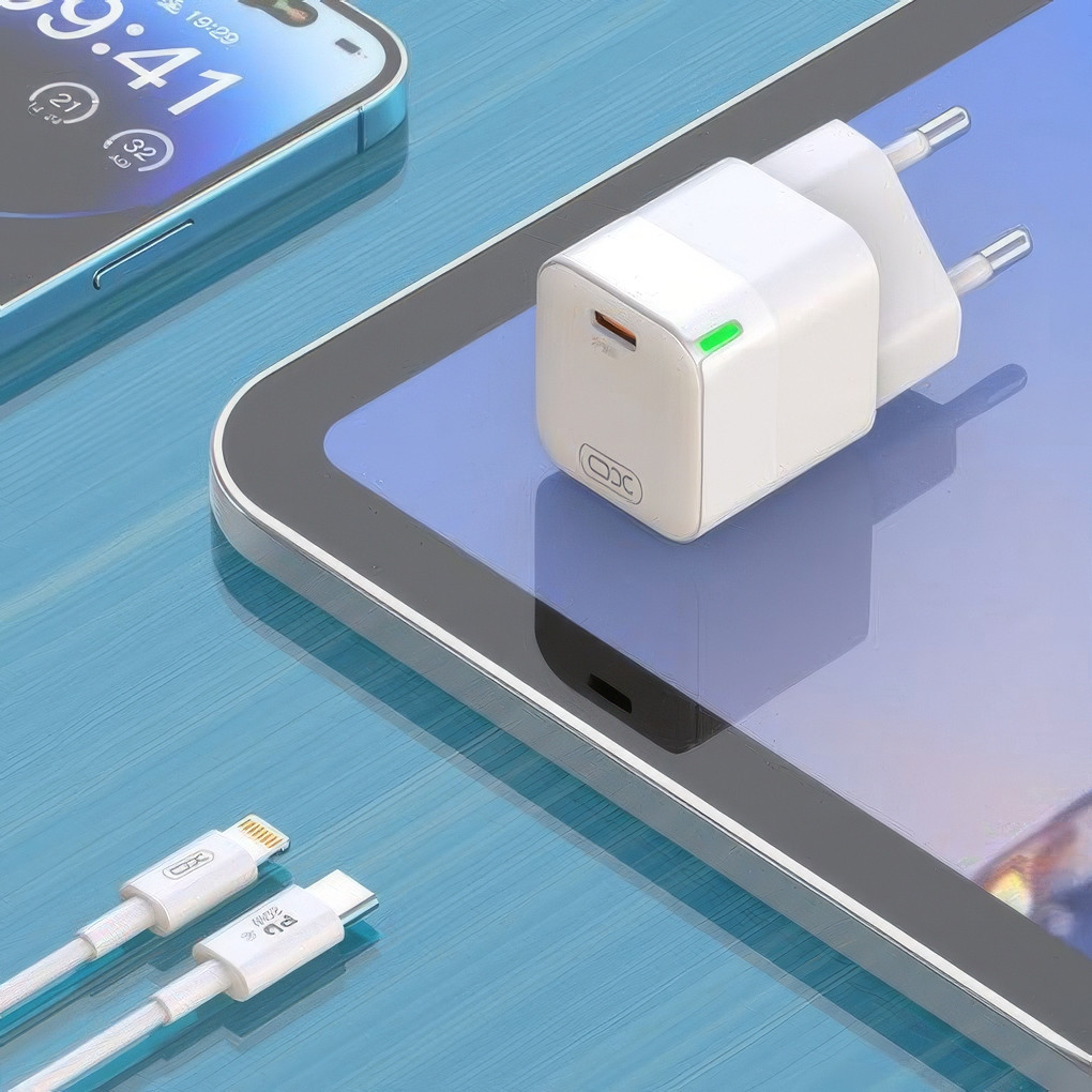 Блок для зарядки телефону XO CE06 PD 30W з кабелем Type-C to Lightning, зарядний до телефону - адаптер