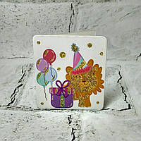 Листівка міні подарункова Happy birthday з блискітками 7,1х8,2 см 5504-32