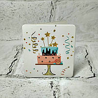 Листівка міні подарункова Happy birthday з блискітками 7,1х8,2 см 5504-34