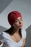 Шапка тюрбан трикотажна жіноча демісезонна D.Hats бордо