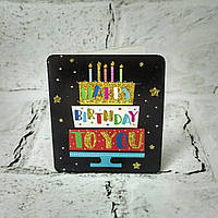 Листівка міні подарункова Happy birthday з блискітками 7,1х8,2 см 5504-35