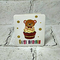 Листівка міні подарункова Happy birthday з блискітками 7,1х8,2 см 5504-36