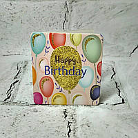 Листівка міні подарункова Happy birthday з блискітками 7,1х8,2 см 5504-37