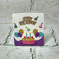 Листівка міні подарункова Happy birthday з блискітками 7,1х8,2 см 5504-310