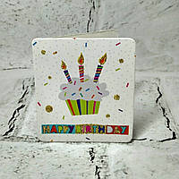 Листівка міні подарункова Happy birthday з блискітками 7,1х8,2 см 5504-311