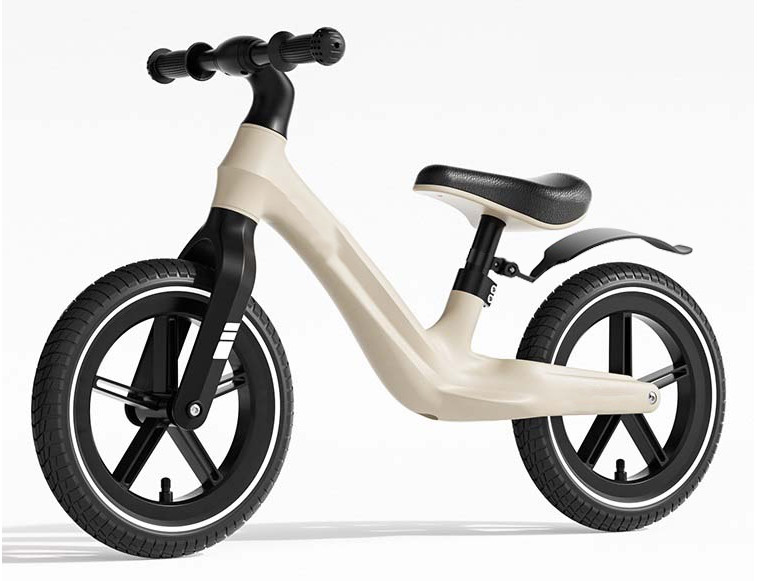 Дитячий біговел U-max з нейлоновою рамою та надувними колесами 12 дюймів і бризковиком, бежевий