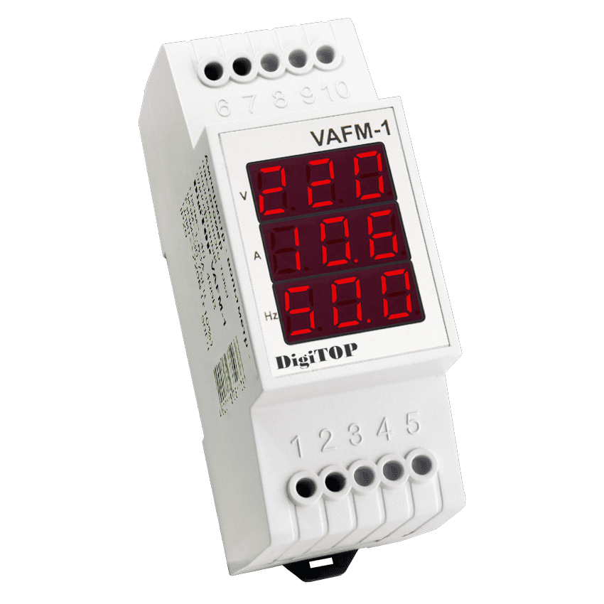 Амперметр + вольтметр +частомір DigiTOP VAFM-1 1-63А, 40-400 В, 30-75 Гц, фото 1
