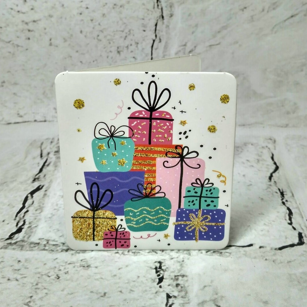 Листівка міні подарункова Happy birthday з блискітками 7,1х8,2 см 5504-313