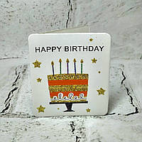 Листівка міні подарункова Happy birthday з блискітками 7,1х8,2 см 5504-317