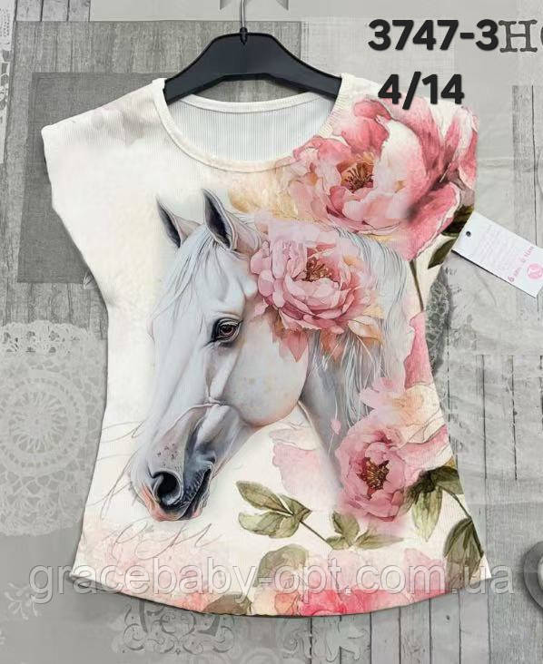 Футболка для дівчаток оптом, 4-14 рр., No 3747-3, фото 1
