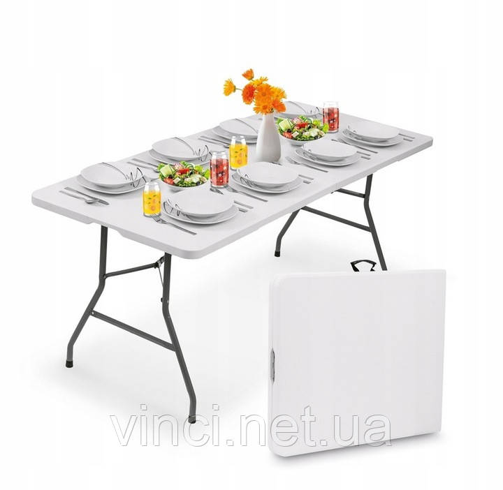 Садовий стіл розкладний 180см БІЛИЙ Manday Кейтеринговий бенкетний стіл Розкладний садовий стіл, фото 1